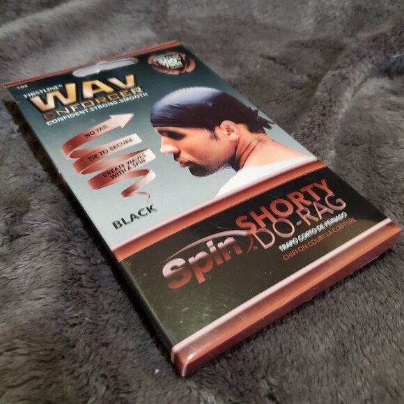 Firstline WavEnforcer Premium Spin Shorty Do-Rag Black - Picture 2 of 4